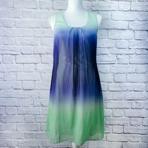 Venus Sleeveless Green & Blue Seafoam Ombre Chiffon Mini Dress